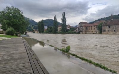 Épisode pluvieux : le Doubs en crue, déborde à Pont-de-Roide (25)